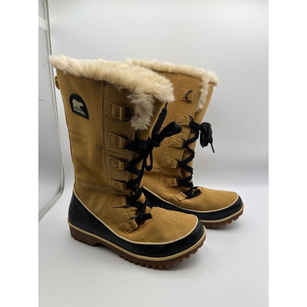 Sorel Tofino Tan Black Faux Fur Waterproof Winter Boots NL2093-373 Womens 8 - Picture 3 of 9